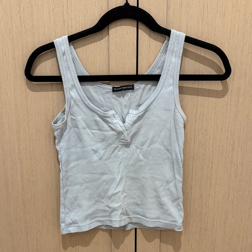 Brandy Melville Light Gray Ribbed Tank Top